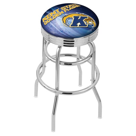 Holland Bar Stool Co 30" Chrome 2-Ring Kent State Swivel Bar Stool, Accent Ring L7C3C30KentSt-D2